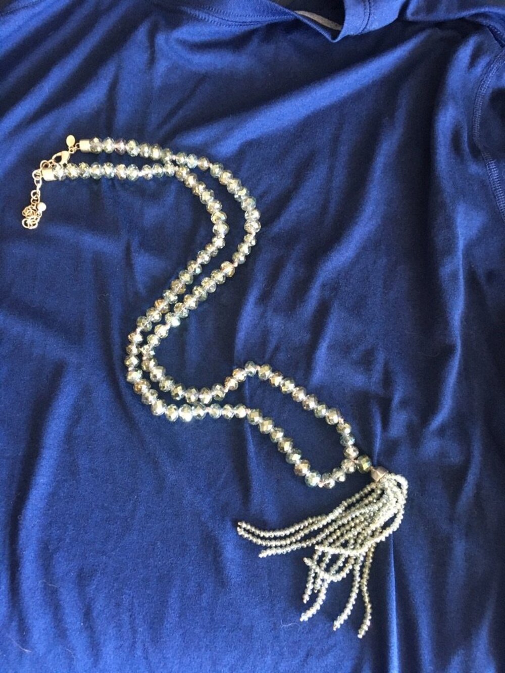 Serious crystal necklace - A full yard of dark crystals with 4" crystal tassel